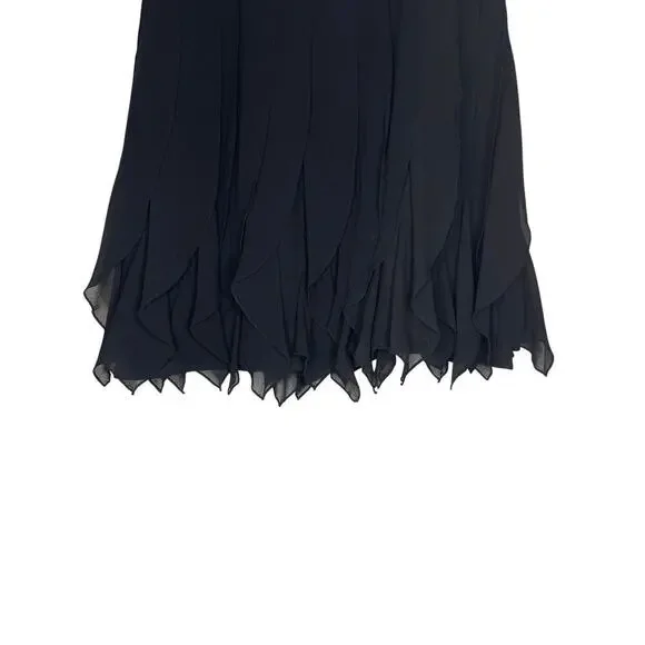 Rickie Freeman for Teri Jon Black 100% Silk Pleated Ruffle Skirt Women's Size 4 - Picture 2 of 4
